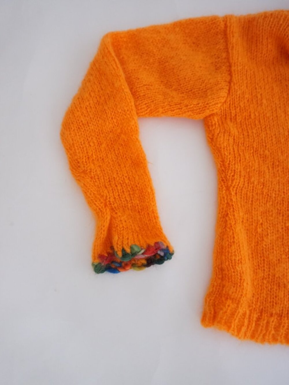 Fresh Baked Goods Orange Hand Knit Turtleneck Sweater Chunky Rib Trim Sweater M - Picture 7 of 10
